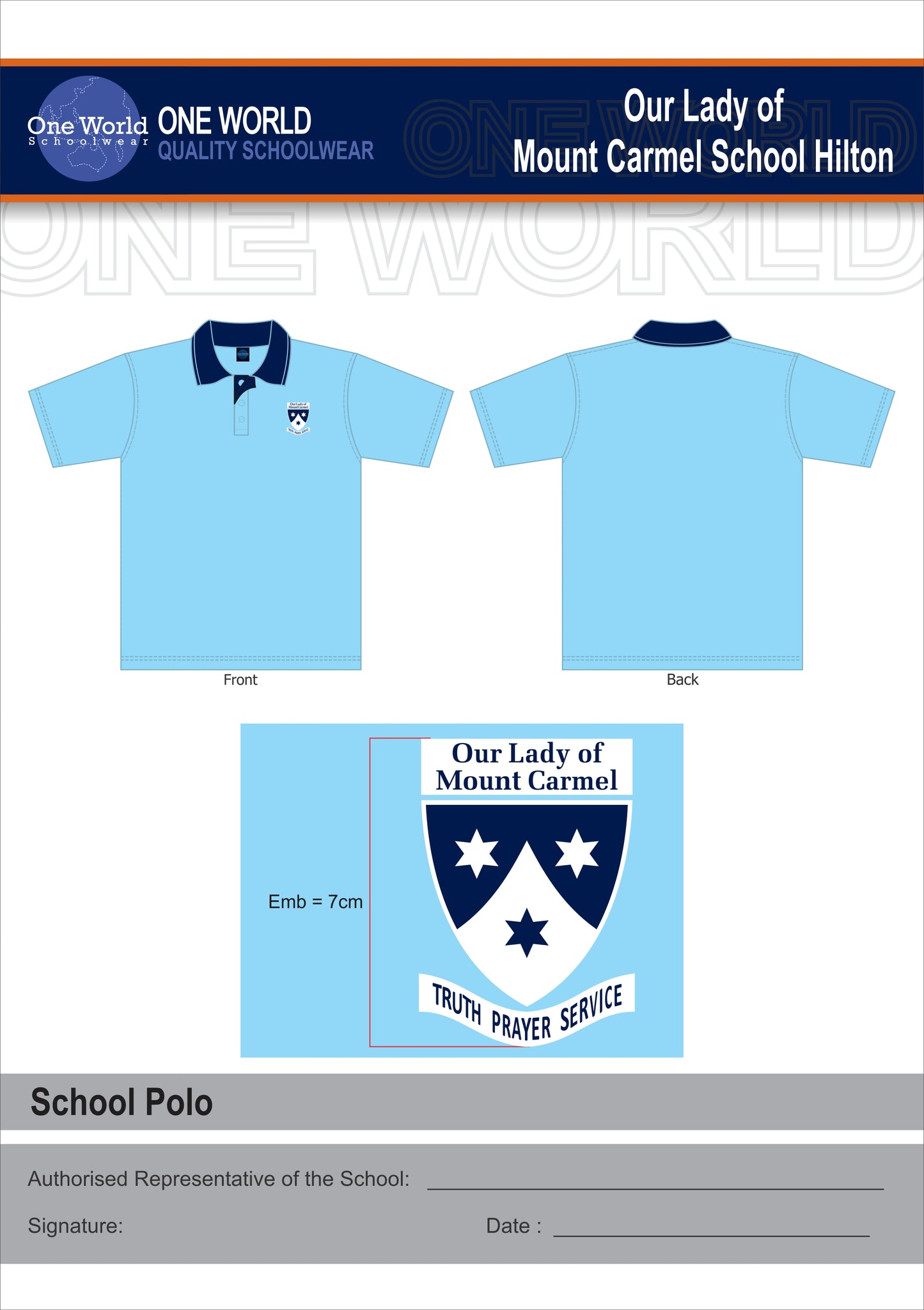School Polo - Sky - Embroidered Logo